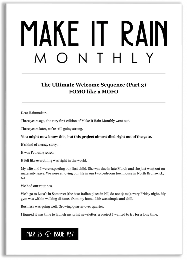 Make It Rain Monthly Newsletter